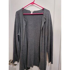 Chicos Womens Open Front Cardigan Sweater Gray Size 2 Long Sleeve Lightweight